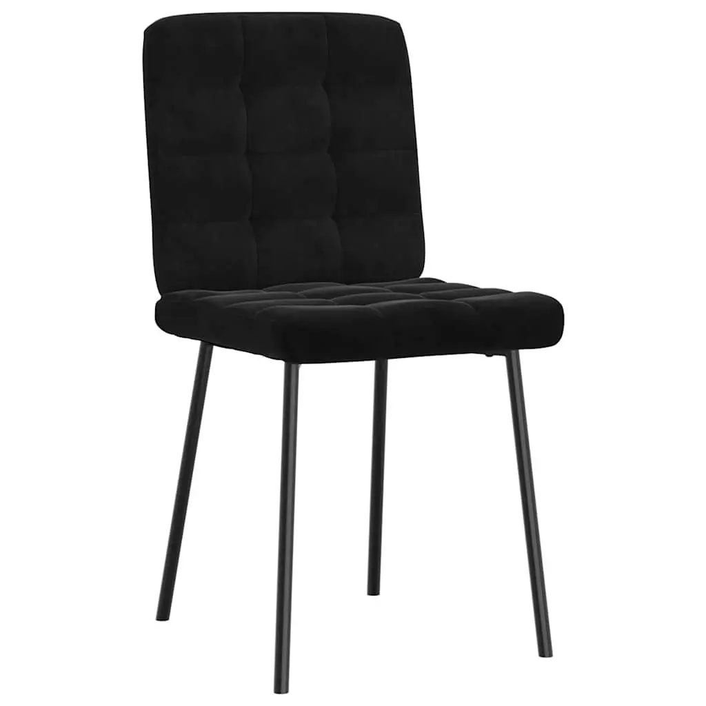 Dining Chairs Black Velvet 2 pcs Metal Frame