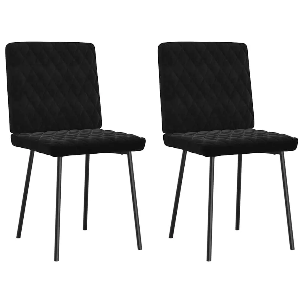 Dining Chairs 2 pcs Black Velvet Kitchen Room Seating Furniture Set