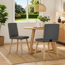 Set of 2 Grey Fabric Dining Chairs for Cozy Spaces