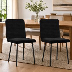 Set of 2 Black Velvet Dining Chairs for Home