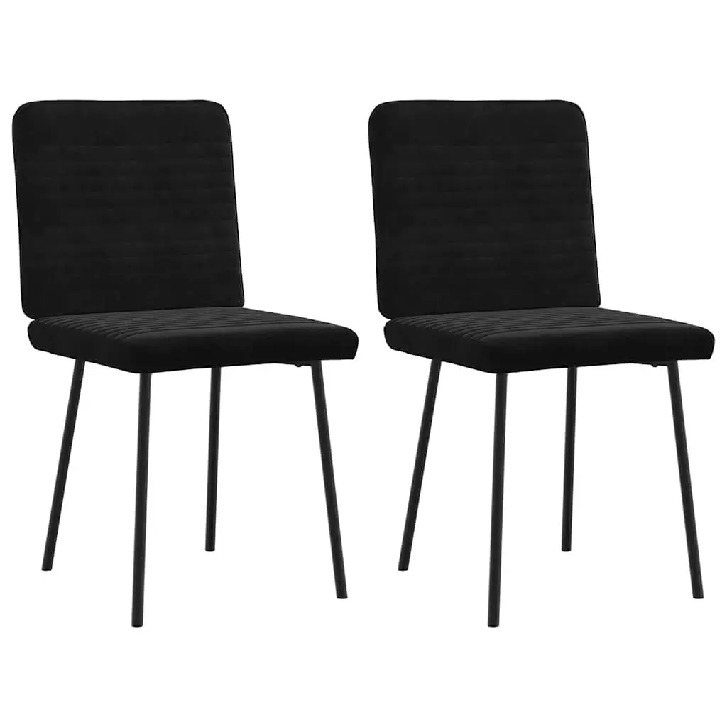 Dining Chairs Black Velvet Foam Padded Seat Metal and Wood Frame