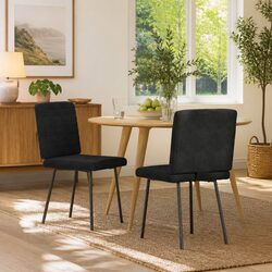 Elegant Black Velvet Dining Chairs - Set of 2