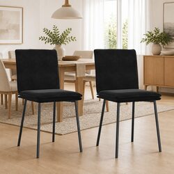 Set of 2 Black Velvet Dining Chairs for Cozy Spaces