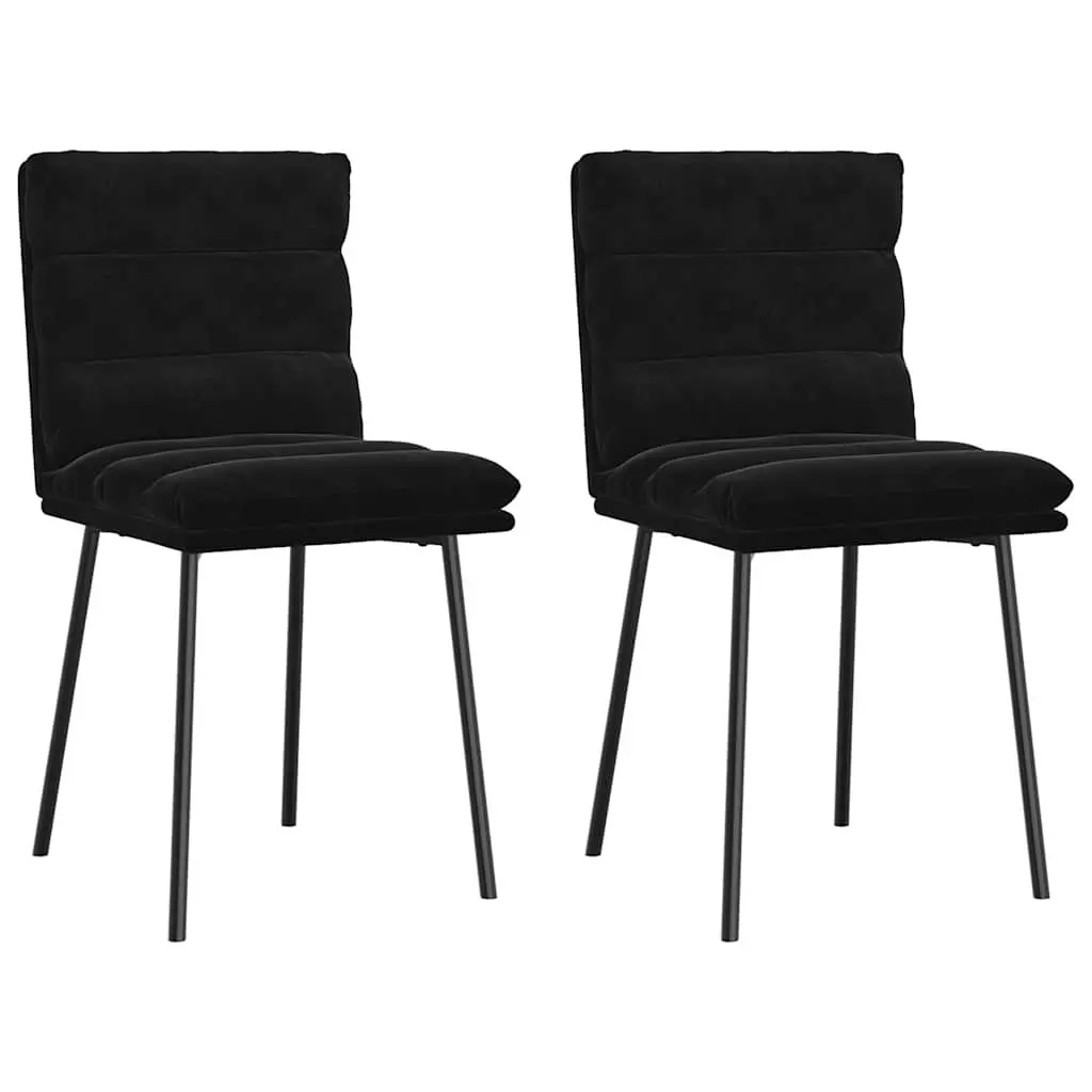 Dining Chairs 2 pcs Black Velvet Kitchen Room Seating Furniture Ergonomic Design