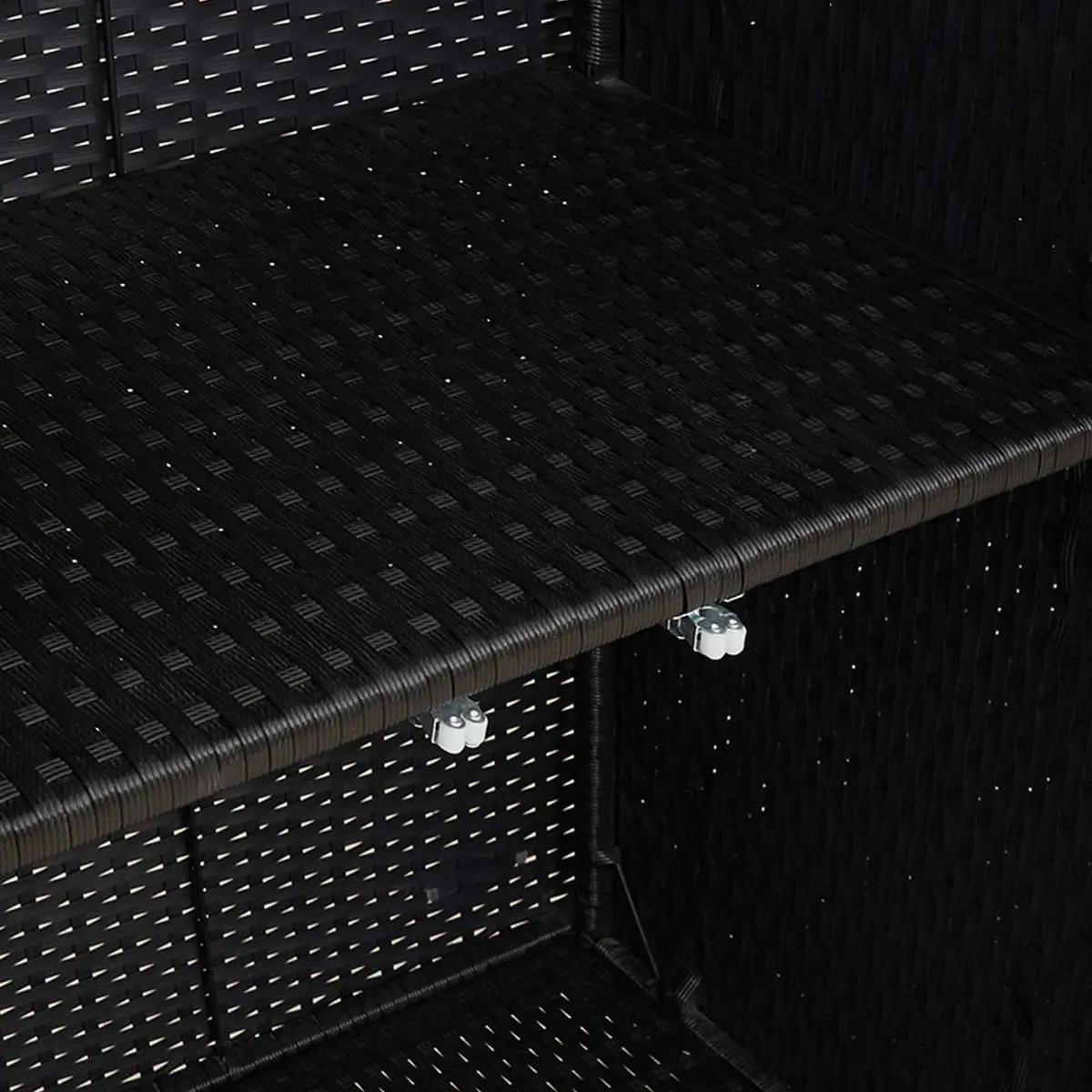 Storage Cabinet Black Rattan Rectangular Modern Living Room Organizer