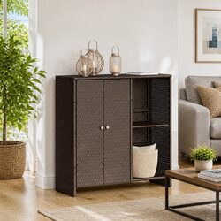 Rattan Brown Storage Cabinet for Cozy Living Spaces