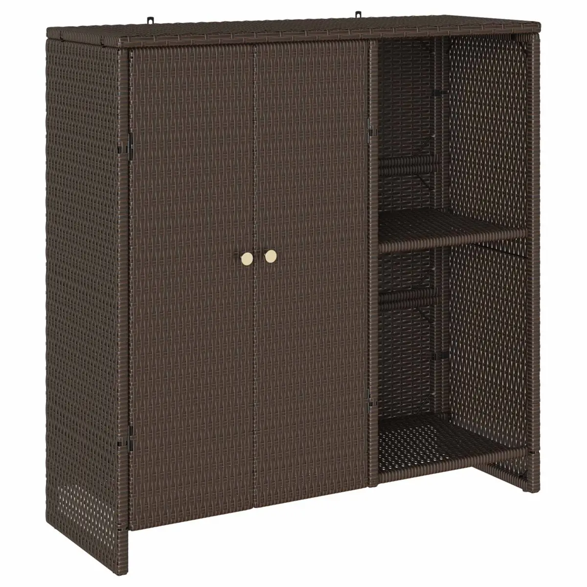 Storage Cabinet Rattan Brown Rectangular Board Shelves