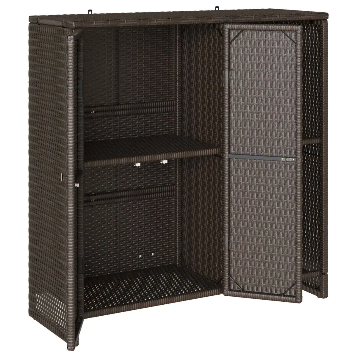 Storage Cabinet Rattan Brown Rectangular Board Shelves