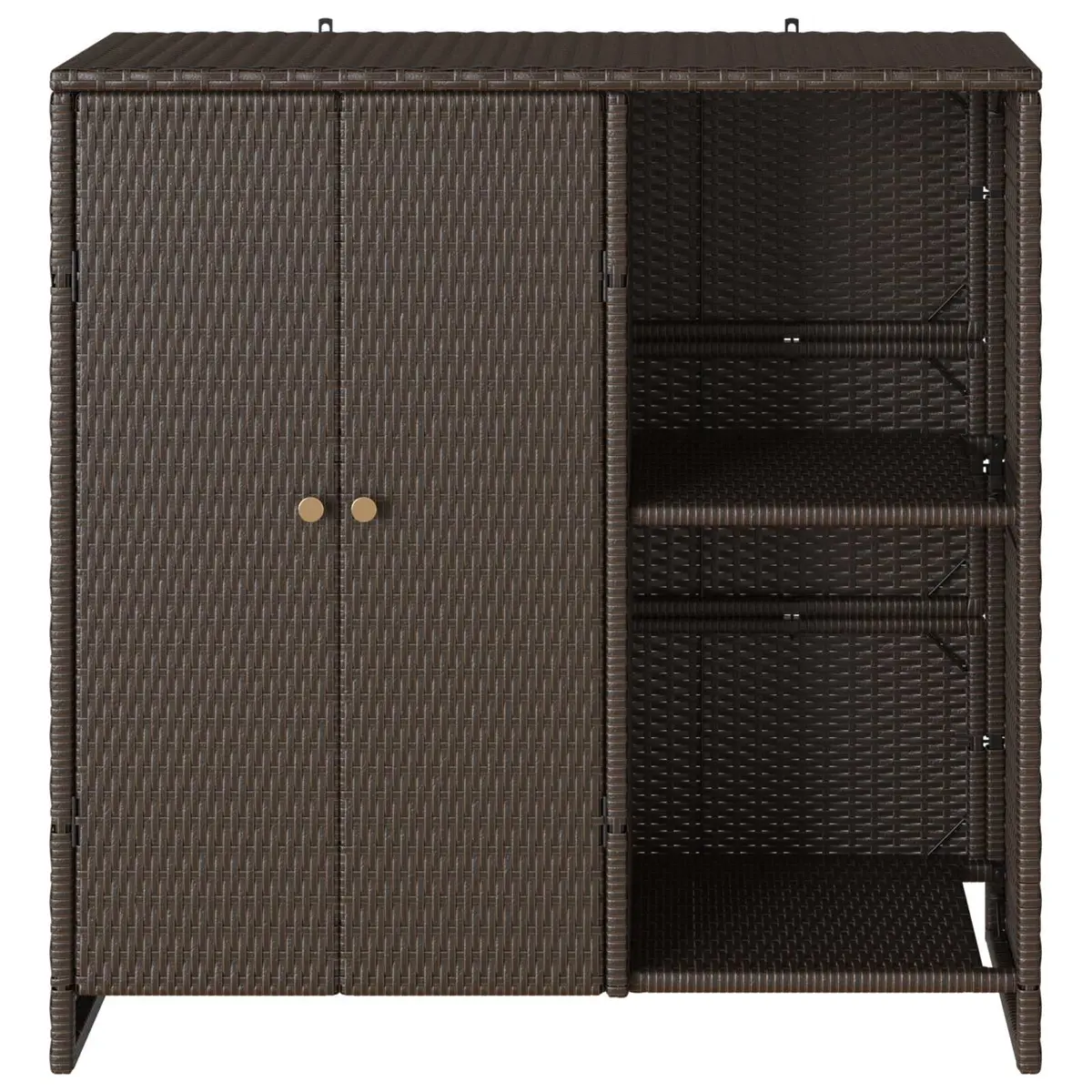 Storage Cabinet Rattan Brown Rectangular Board Shelves