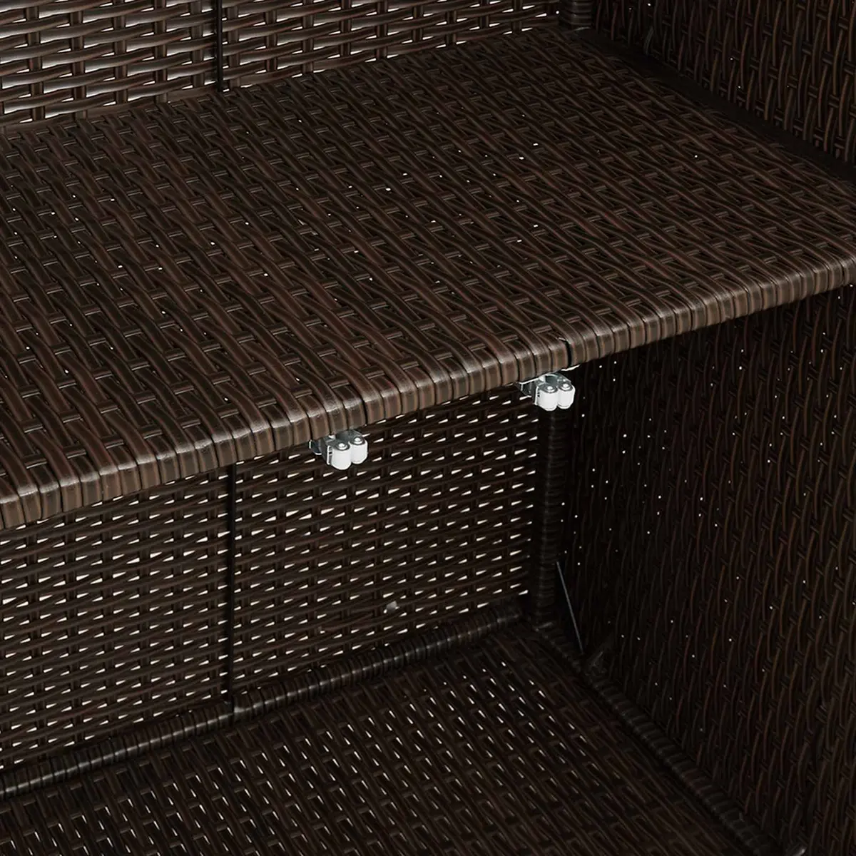 Storage Cabinet Rattan Brown Rectangular Board Shelves