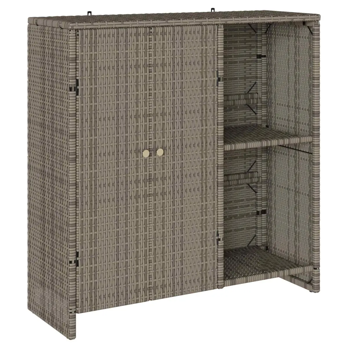 Rattan Storage Cabinet Grey Rectangular Adjustable Shelves 100x36x102cm