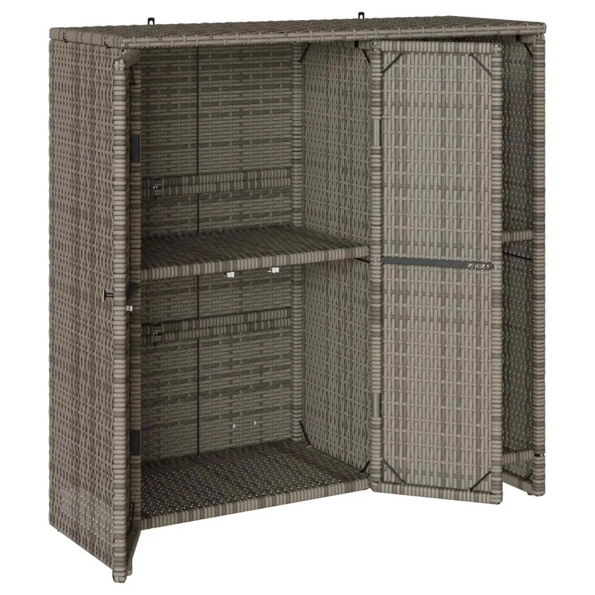 Rattan Storage Cabinet Grey Rectangular Adjustable Shelves 100x36x102cm
