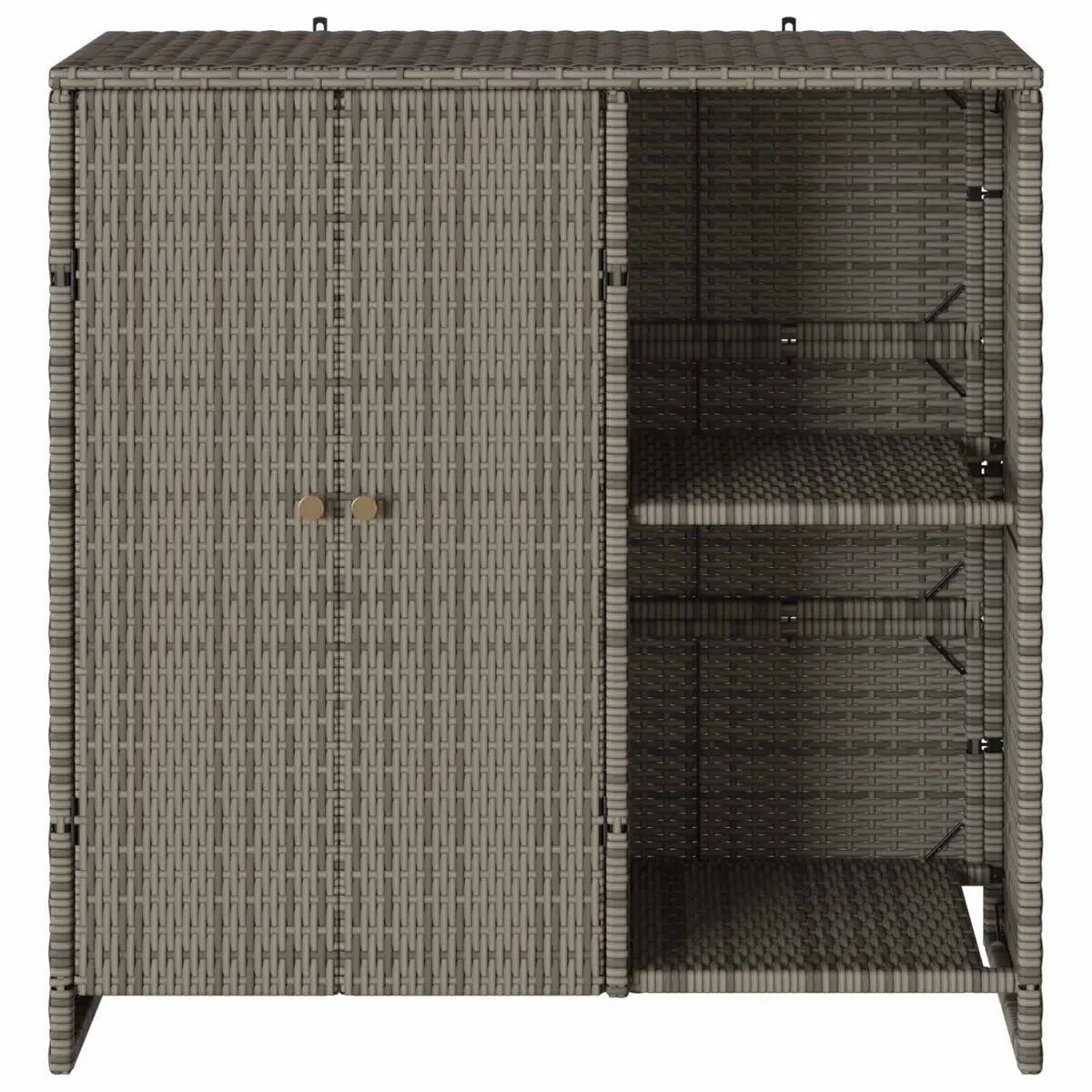Rattan Storage Cabinet Grey Rectangular Adjustable Shelves 100x36x102cm