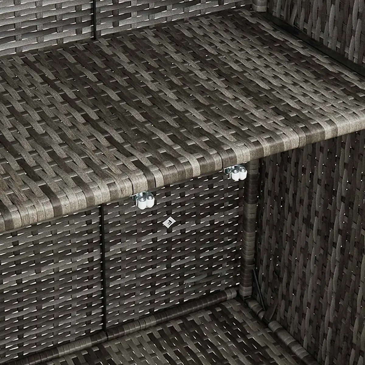 Rattan Storage Cabinet Grey Rectangular Adjustable Shelves 100x36x102cm