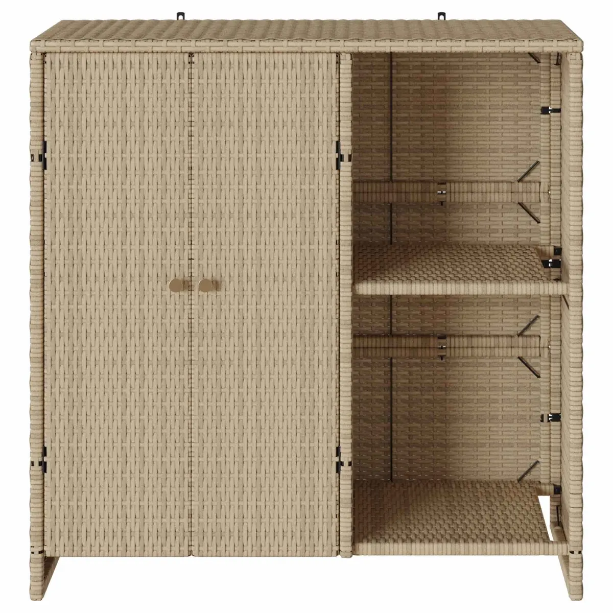 Rattan Beige Storage Cabinet Rectangular Living Room Furniture with Adjustable Shelves 100x36x102cm