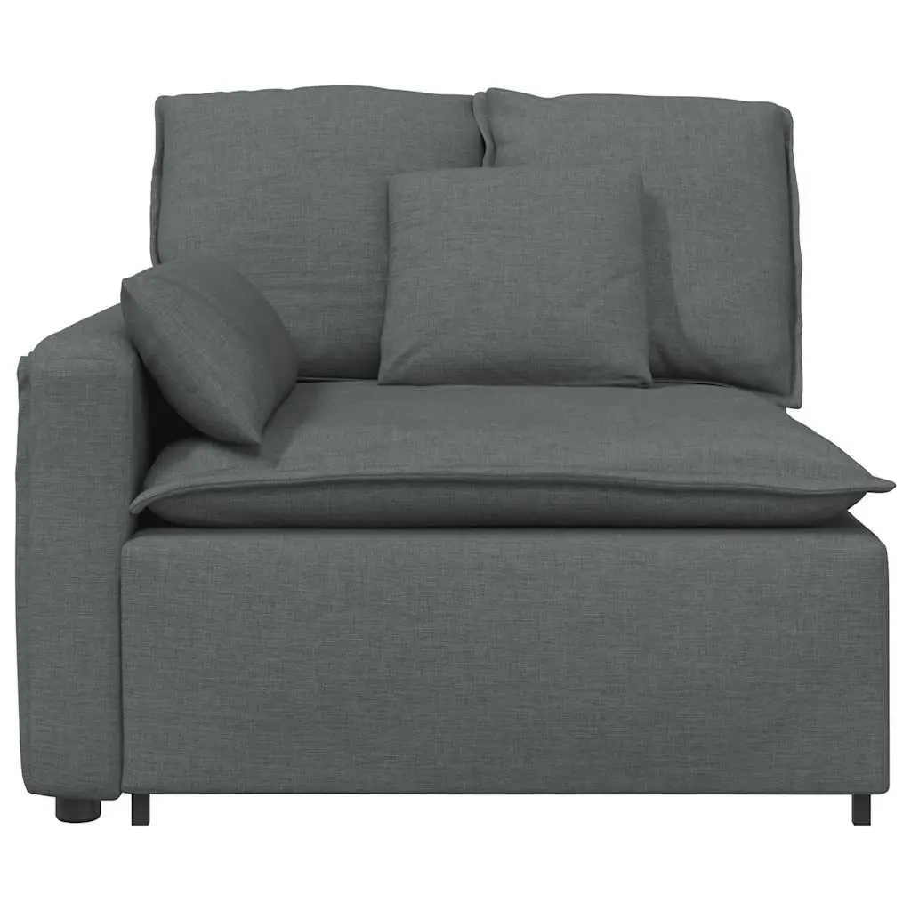 Grey Modular Sofa Armrest End Module with Cushions