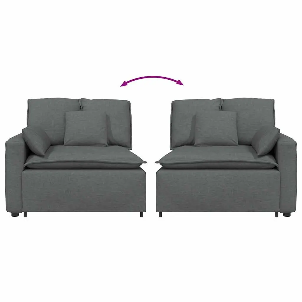 Grey Modular Sofa Armrest End Module with Cushions