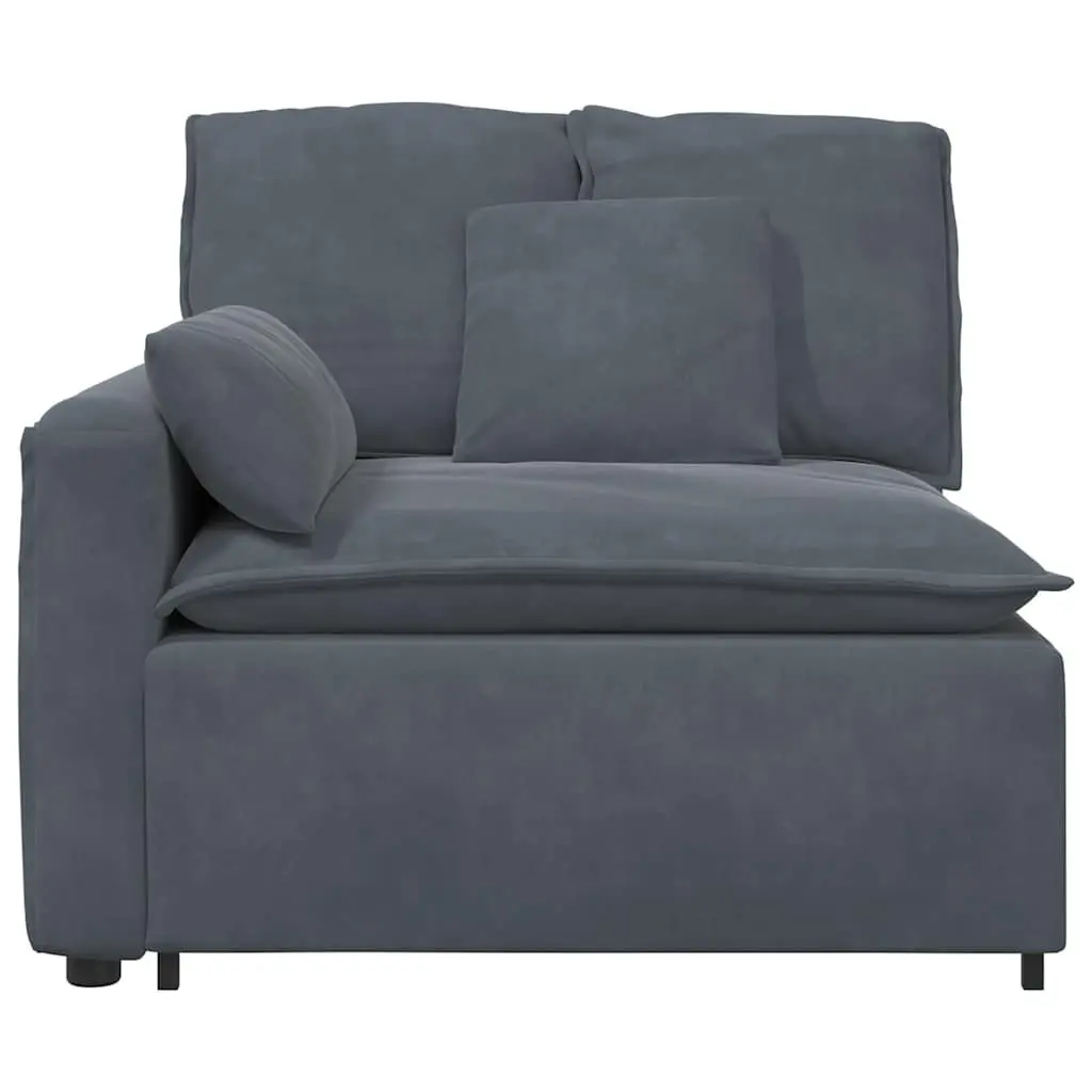 Modular Sofa Armrest End Module Grey 100cm Velvet Metal Textilene