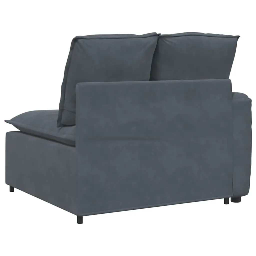 Modular Sofa Armrest End Module Grey 100cm Velvet Metal Textilene