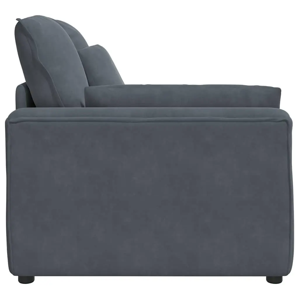 Modular Sofa Armrest End Module Grey 100cm Velvet Metal Textilene