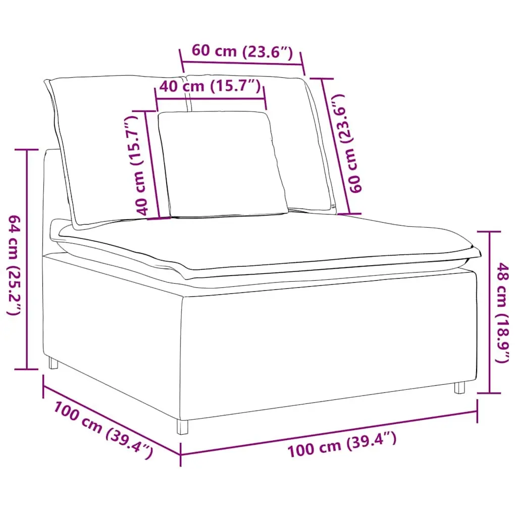 Grey Modular Sofa Centre Module 100cm