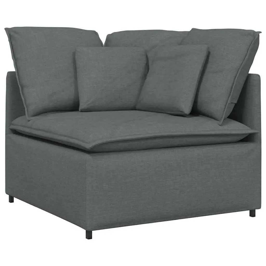 Modular Sofa Corner Unit Grey Fabric Cushioned Sectional Living Room Furniture