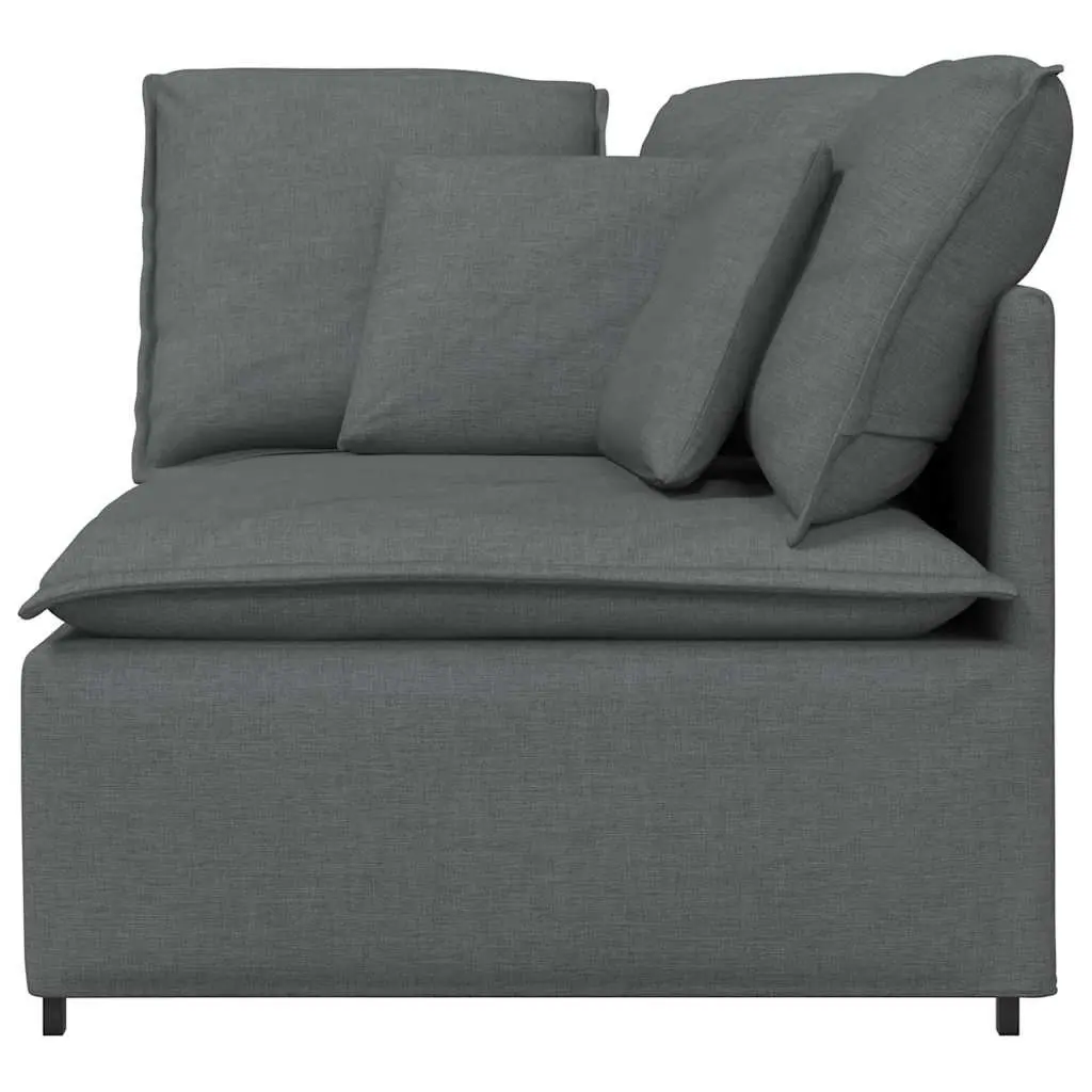 Modular Sofa Corner Unit Grey Fabric Cushioned Sectional Living Room Furniture