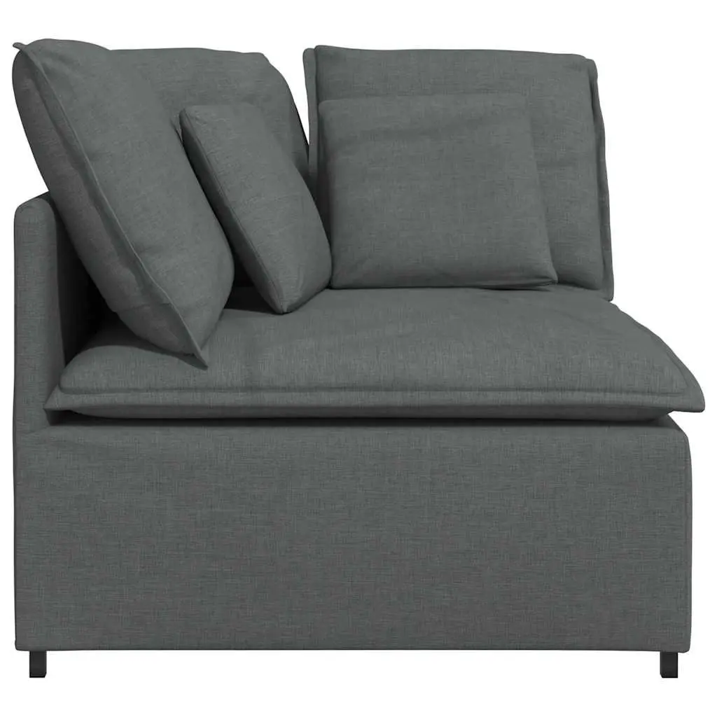 Modular Sofa Corner Unit Grey Fabric Cushioned Sectional Living Room Furniture