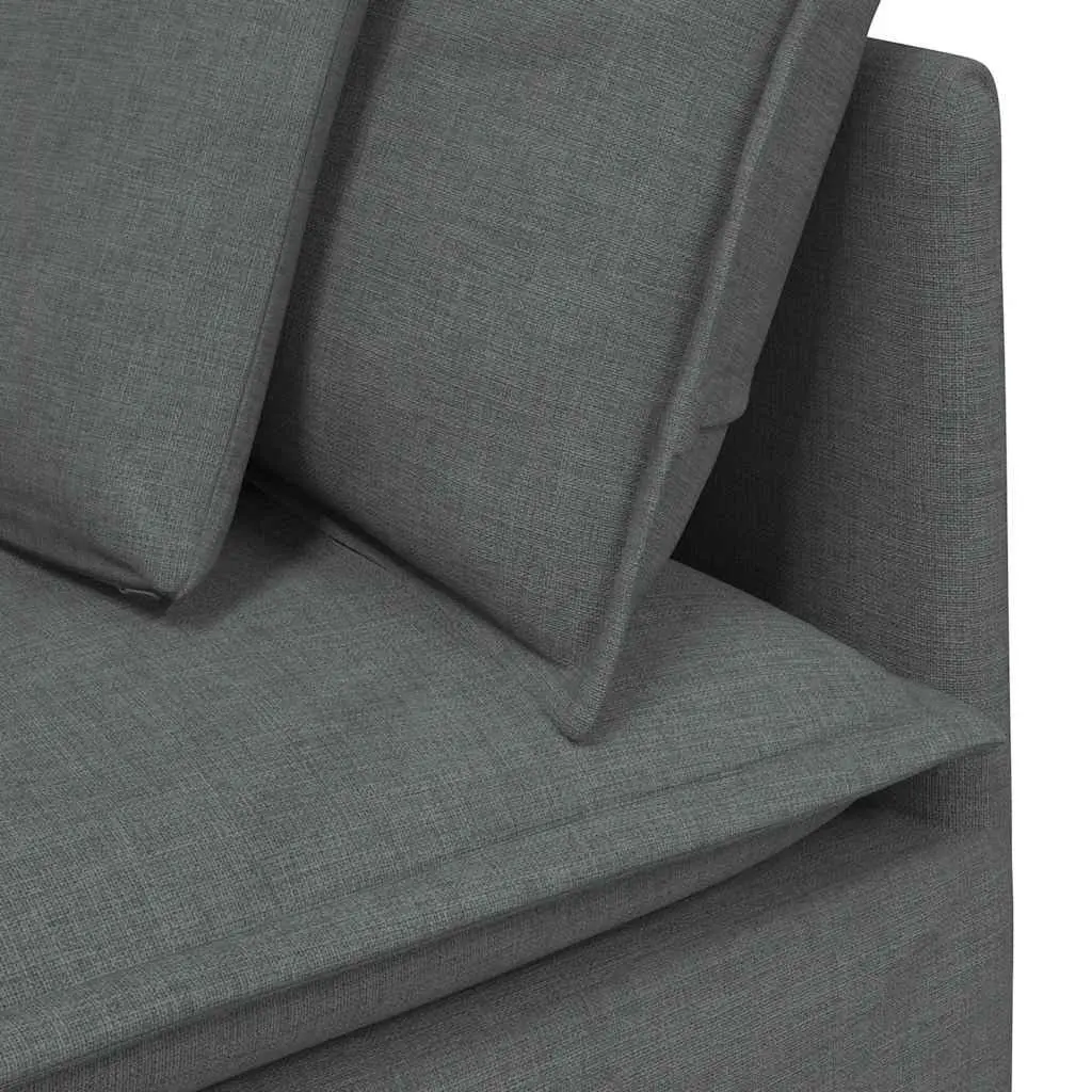 Modular Sofa Corner Unit Grey Fabric Cushioned Sectional Living Room Furniture