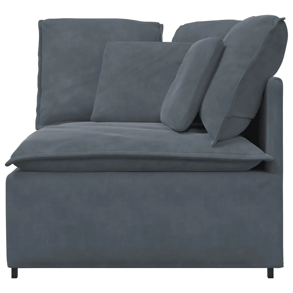 Modular Sofa Corner Unit Grey 100cm Module Velvet Sectional Seating Piece