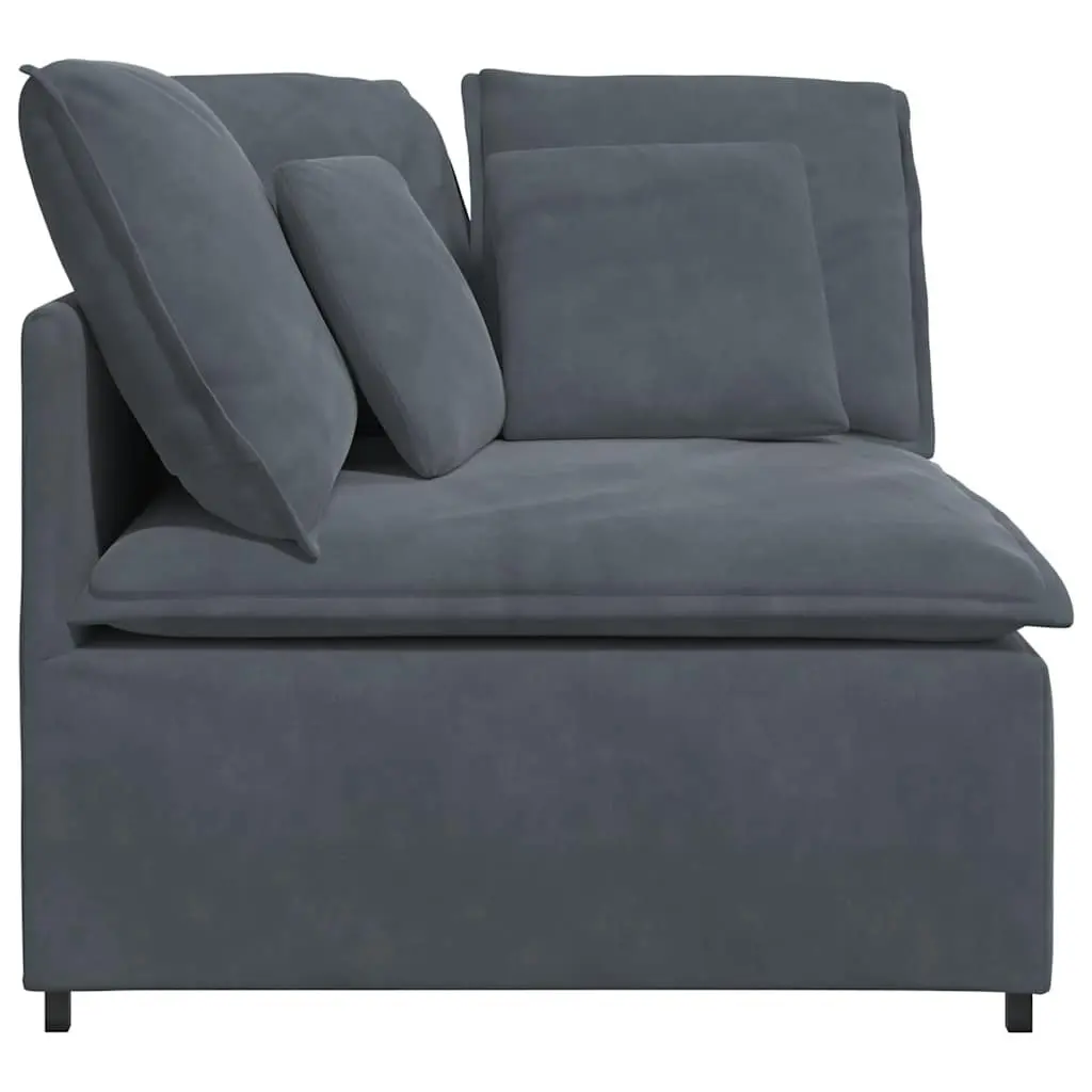 Modular Sofa Corner Unit Grey 100cm Module Velvet Sectional Seating Piece