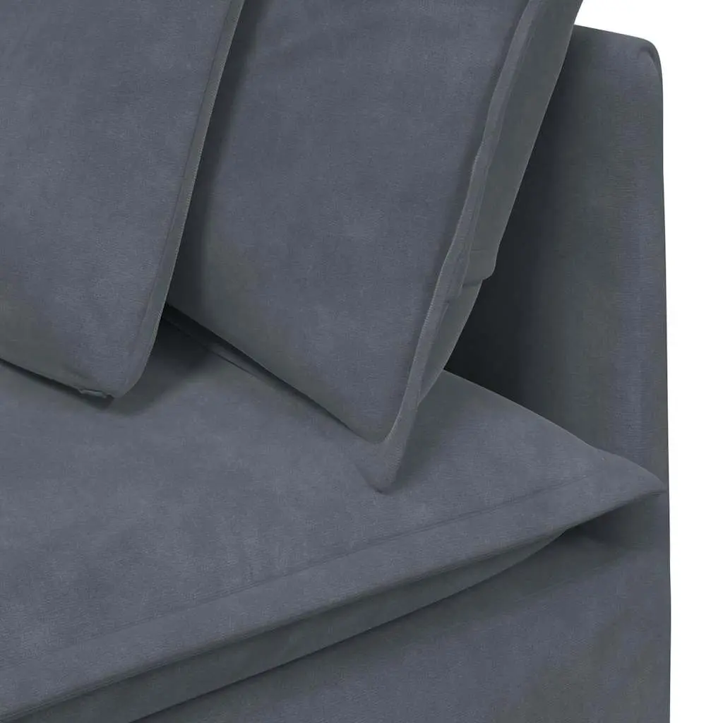 Modular Sofa Corner Unit Grey 100cm Module Velvet Sectional Seating Piece