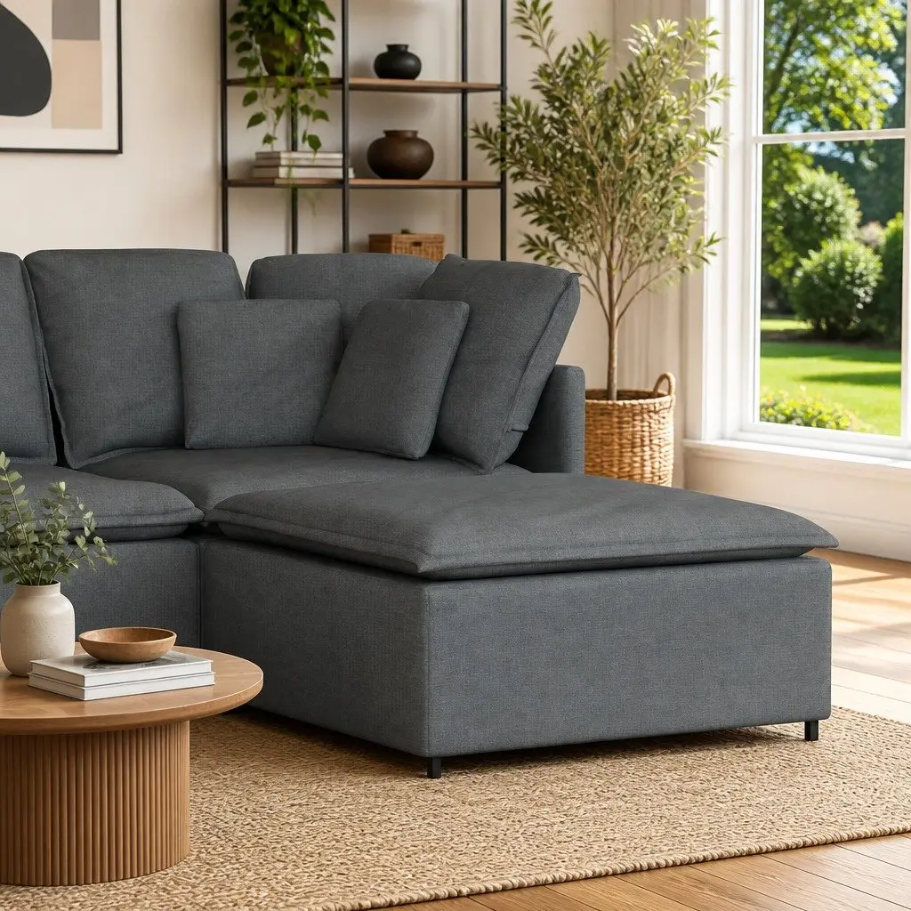 Grey Modular Footstool for Living Spaces