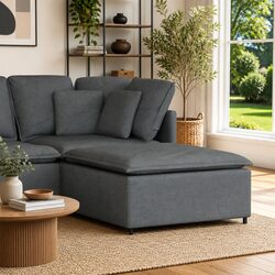 Versatile Grey Modular Footstool for Living Spaces