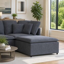 Grey Velvet Modular Footstool for Cozy Living Spaces