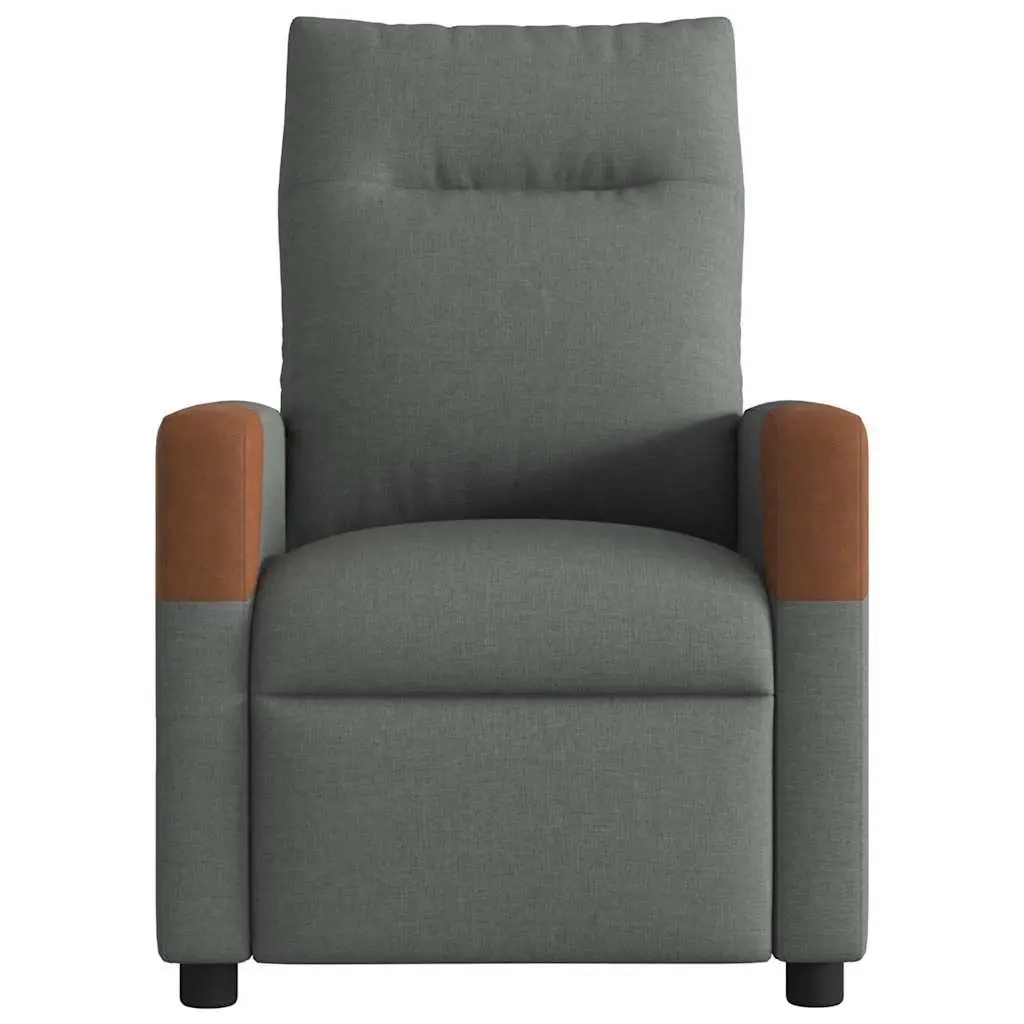 Recliner Chair Grey Fabric Manual Recline Armchair