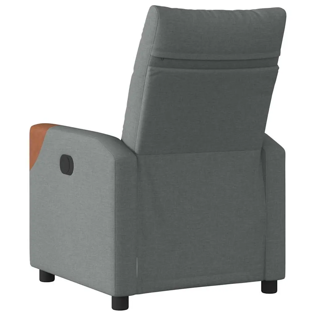 Recliner Chair Grey Fabric Manual Recline Armchair