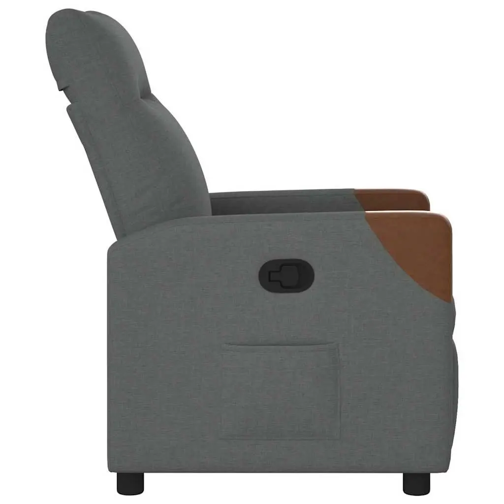 Recliner Chair Grey Fabric Manual Recline Armchair