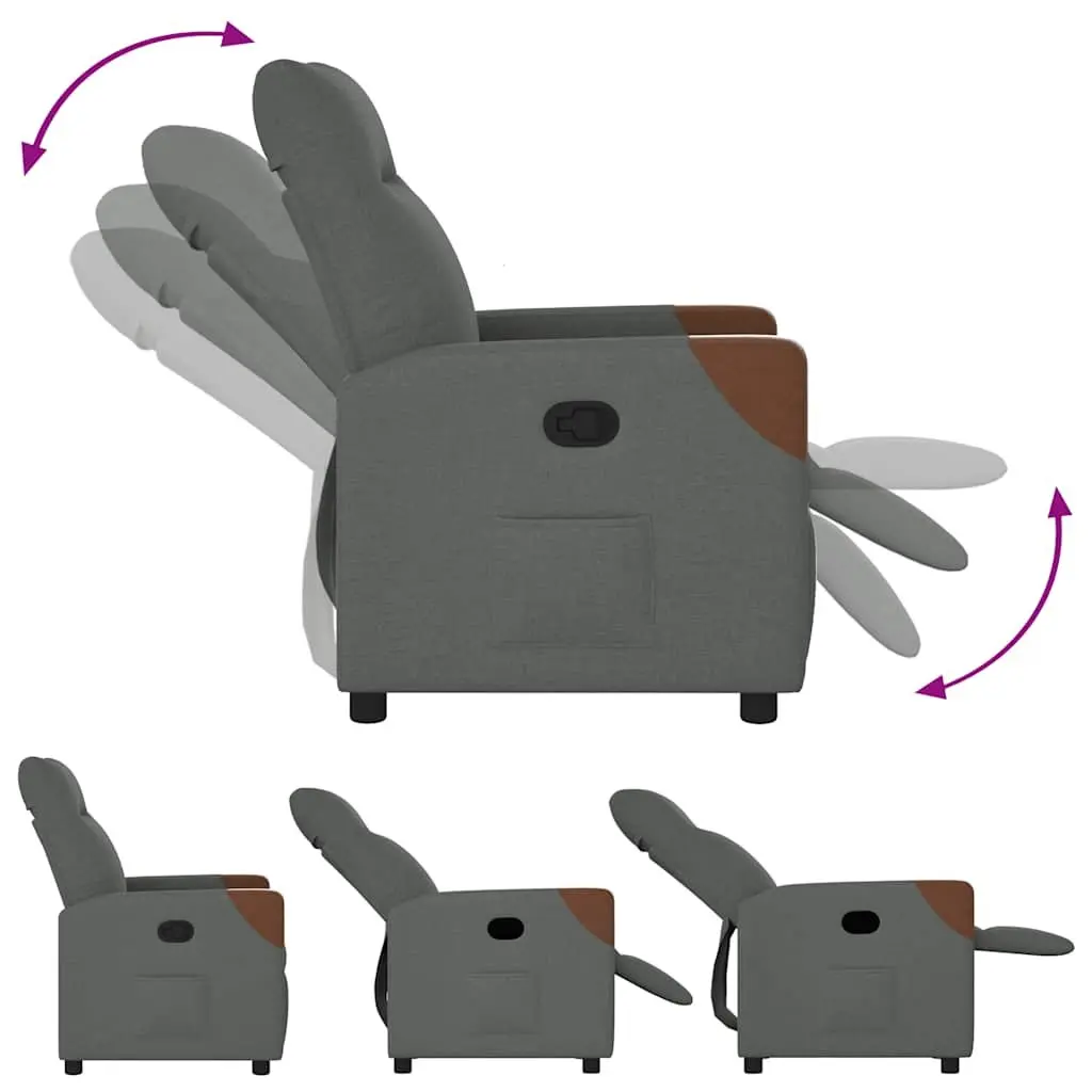 Recliner Chair Grey Fabric Manual Recline Armchair