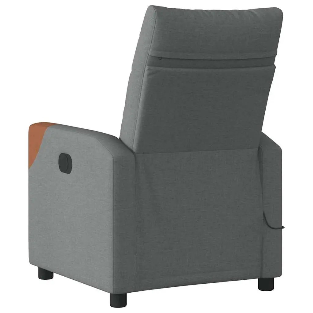 Massage Recliner Chair Grey Fabric Manual Recline 6 Point Vibration Armchair