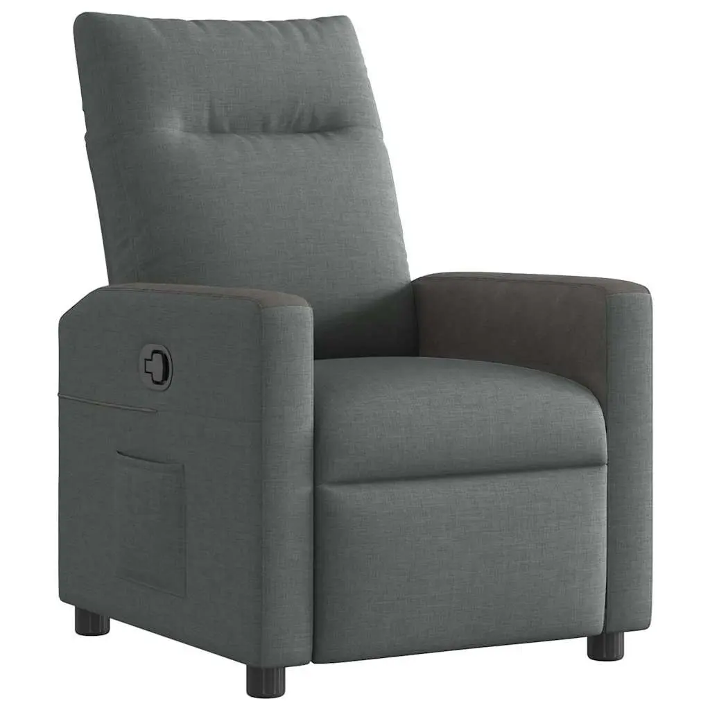 Grey Fabric Manual Recliner Chair with Footrest