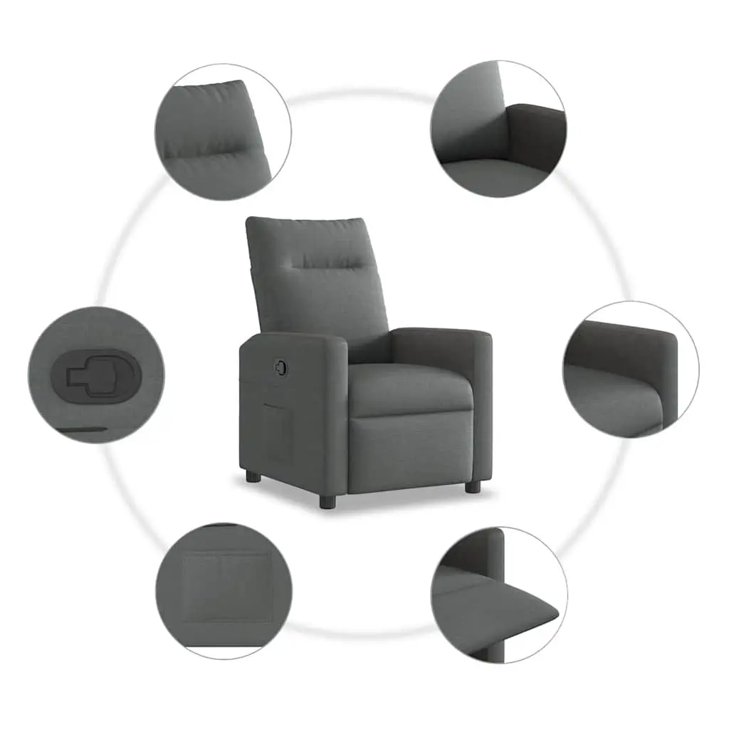 Grey Fabric Manual Recliner Chair with Footrest