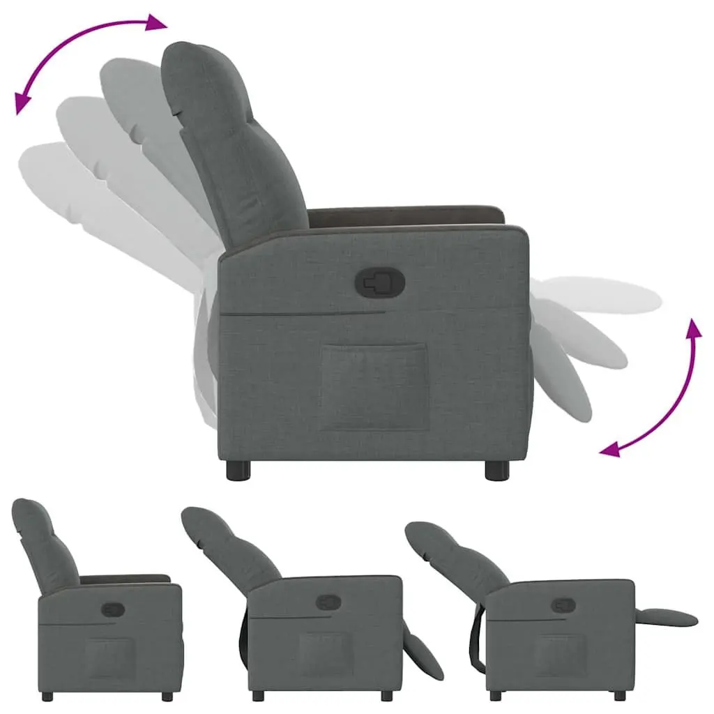 Grey Fabric Manual Recliner Chair with Footrest