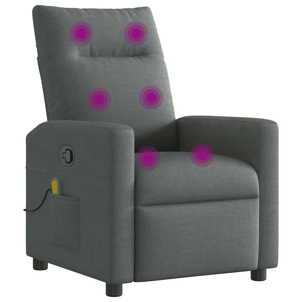 Grey Fabric Massage Recliner Chair with Manual Recline