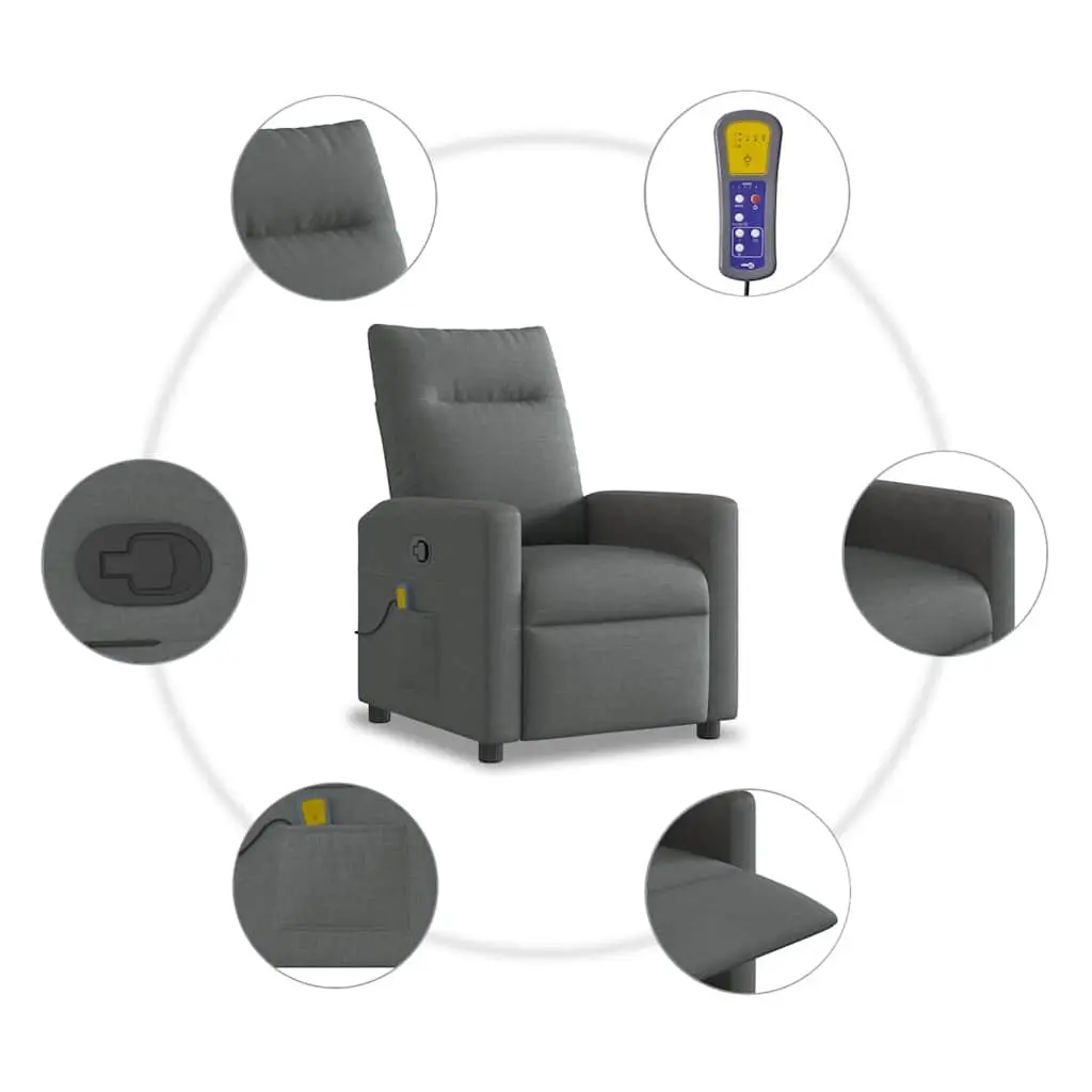 Grey Fabric Massage Recliner Chair with Manual Recline