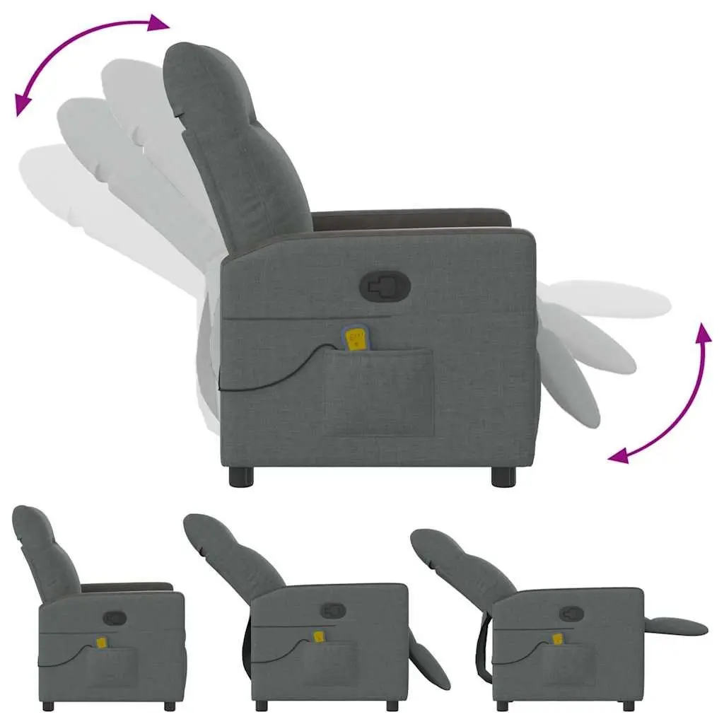 Grey Fabric Massage Recliner Chair with Manual Recline