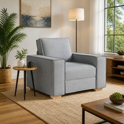 Light Grey Fabric Sofa Chair with Armrests