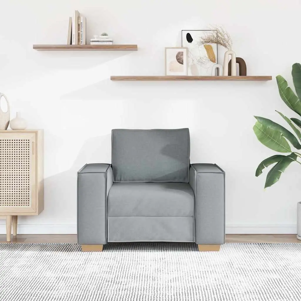 Light Grey Fabric Sofa Chair with Armrests