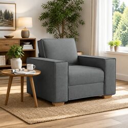 Comfortable Dark Grey Fabric Sofa Chair for Living Spaces