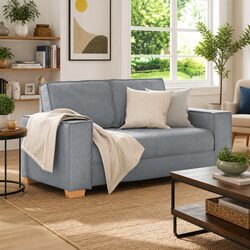 Cozy 2-Seater Grey Fabric Sofa for Living Spaces